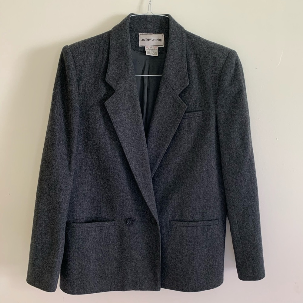 Vintage Gray Wool Suit Jacket Blazer - Picture 7 of 10